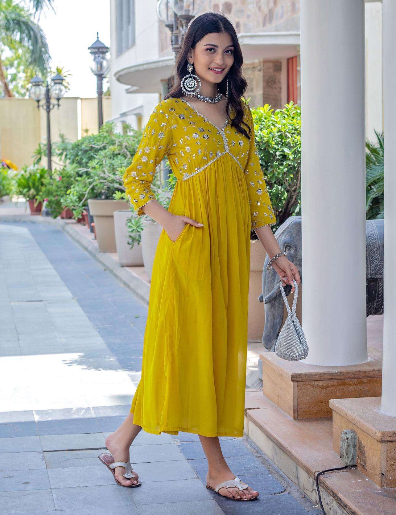 Women's Rayon embroidery work Georgette Fit & Flare Dress - Image 5